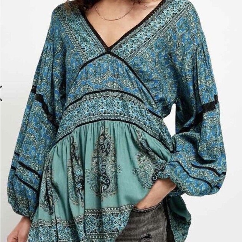 Bohemian Blue Paisley Women's Top